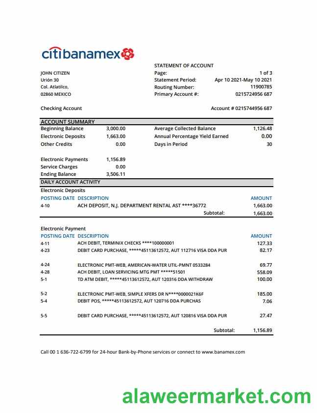 Mexico Citibanamex excel